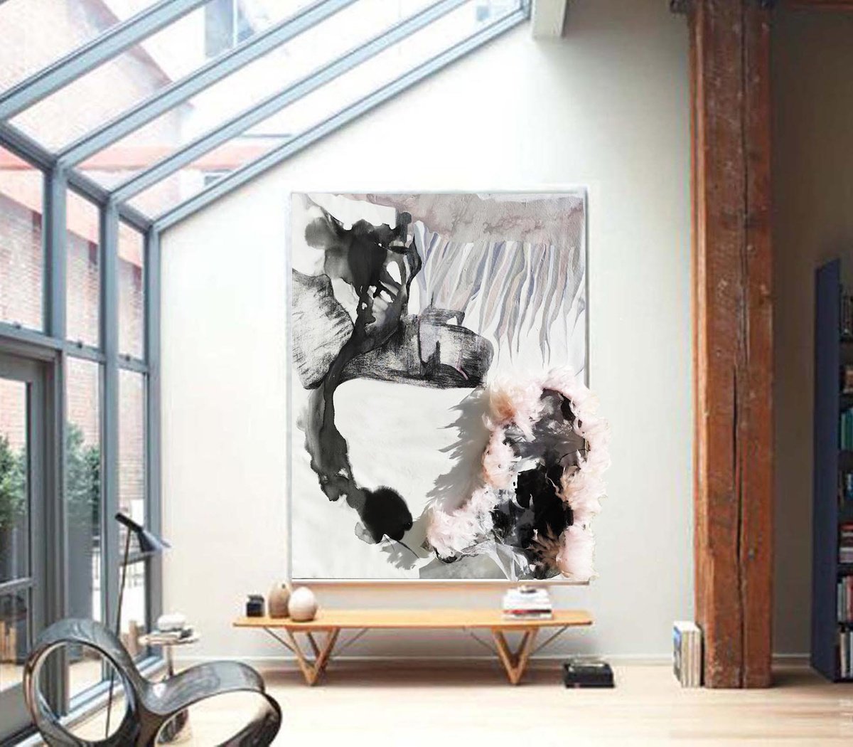 Abstract Painting By Gugi Goo, 47 X 60, Na Podu, Svoj Glas Zasio Je, Original Artwork