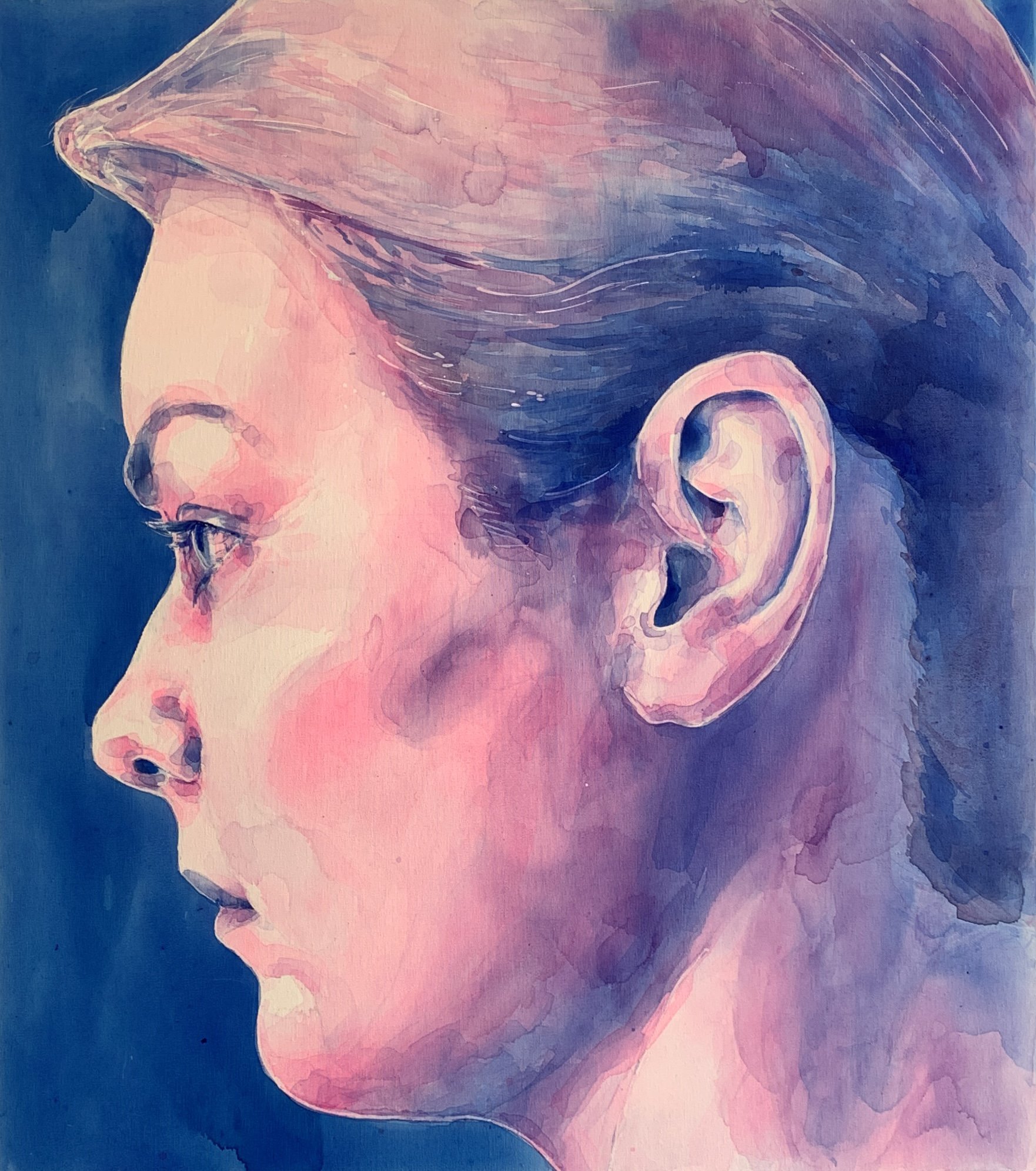 Expressive Portrait Acrylic Painting By Alina Lobanova, 31 X 35, Inner Presence Portrait, Original Artwork