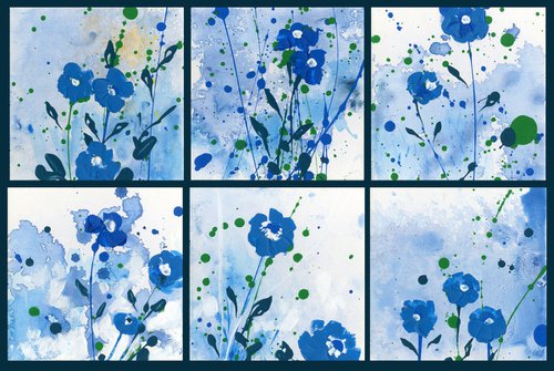 Dreaming In Blue Collection 2 - Set of 6 - Floral art by Kathy Morton Stanion by Kathy Morton Stanion