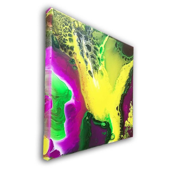 "Purple Pleasure" - FREE USA SHIPPING - Original Abstract PMS Fluid Acrylic Painting, 12 x 12 inches