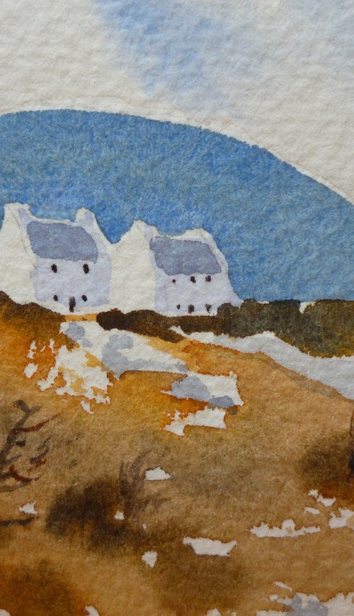 Cottages near Slievemore by Maire Flanagan