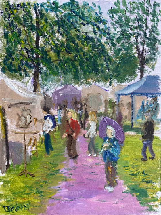 People walking at art festival