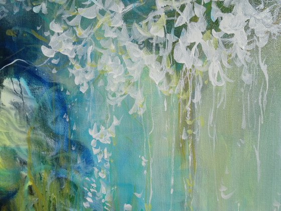 Abstract Floral Landscape. Floral Garden. Abstract Flowers. Forest. Original Painting on Canvas. Impressionism. Modern Art