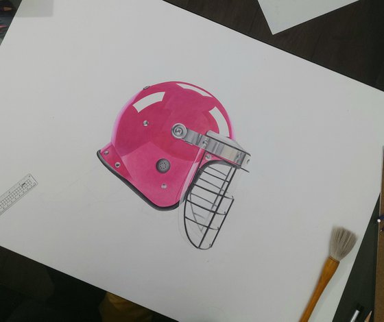 Right To Protest: A Pencil Drawing of a Riot Helmet