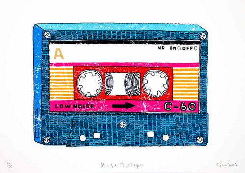 Personalised 'Blue Mega Mixtape' Screenprint by Charlotte Farmer