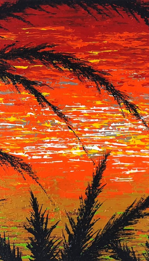 Red Sunset In The Grass by Daniel Urbaník