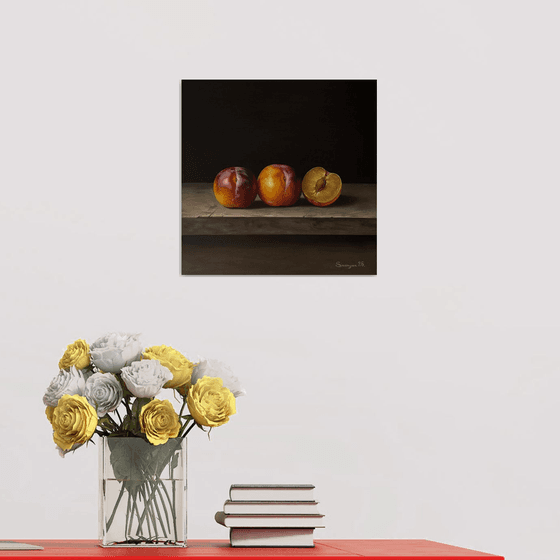 Plums on a Wooden Table