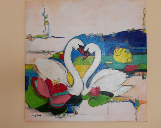 "Swan Lake", 70x70x2 cm