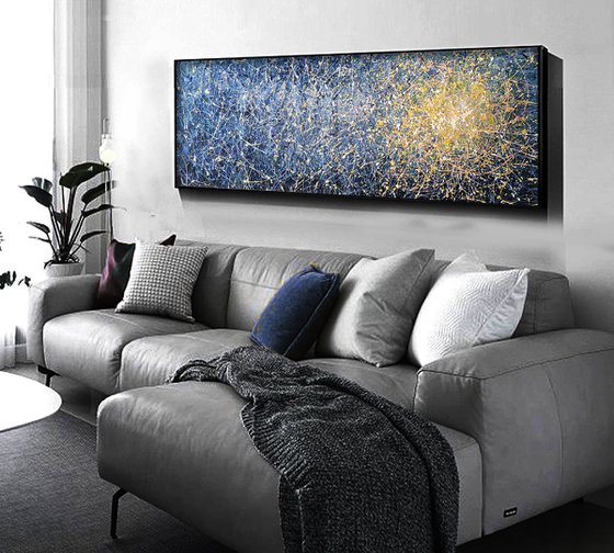 Stars in the Sky Light in the darkness Starry night painting Black White Blue abstract