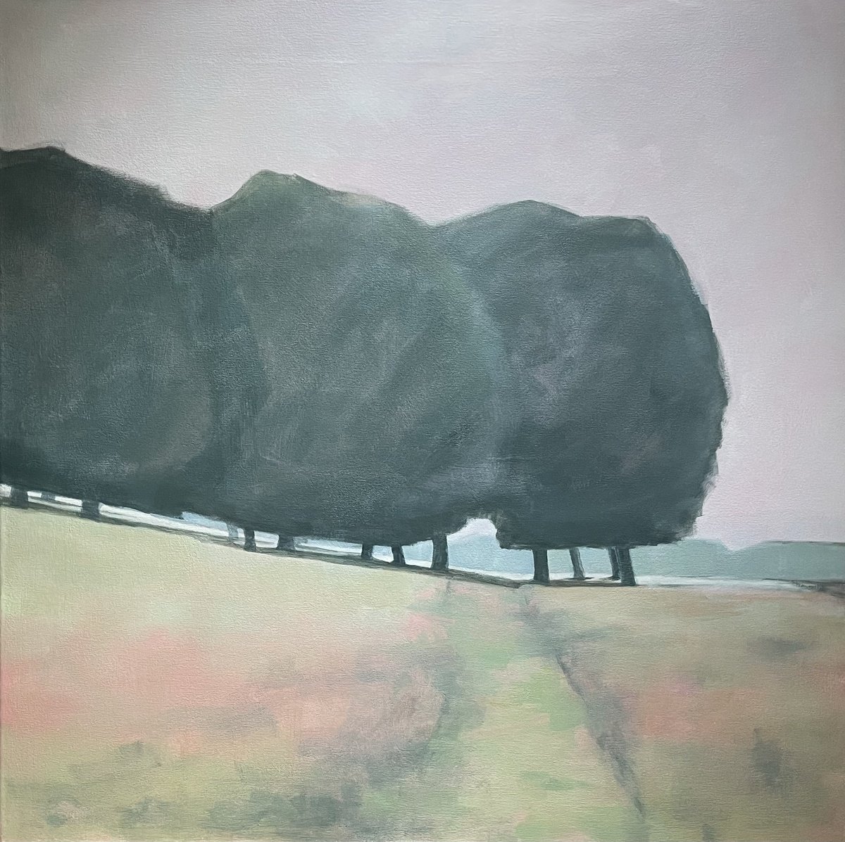 Impressionistic Landscape Oil Painting By Lizzie Butler, 30 X 30", Edge Of Autumn, Richmond Park, Original Artwork