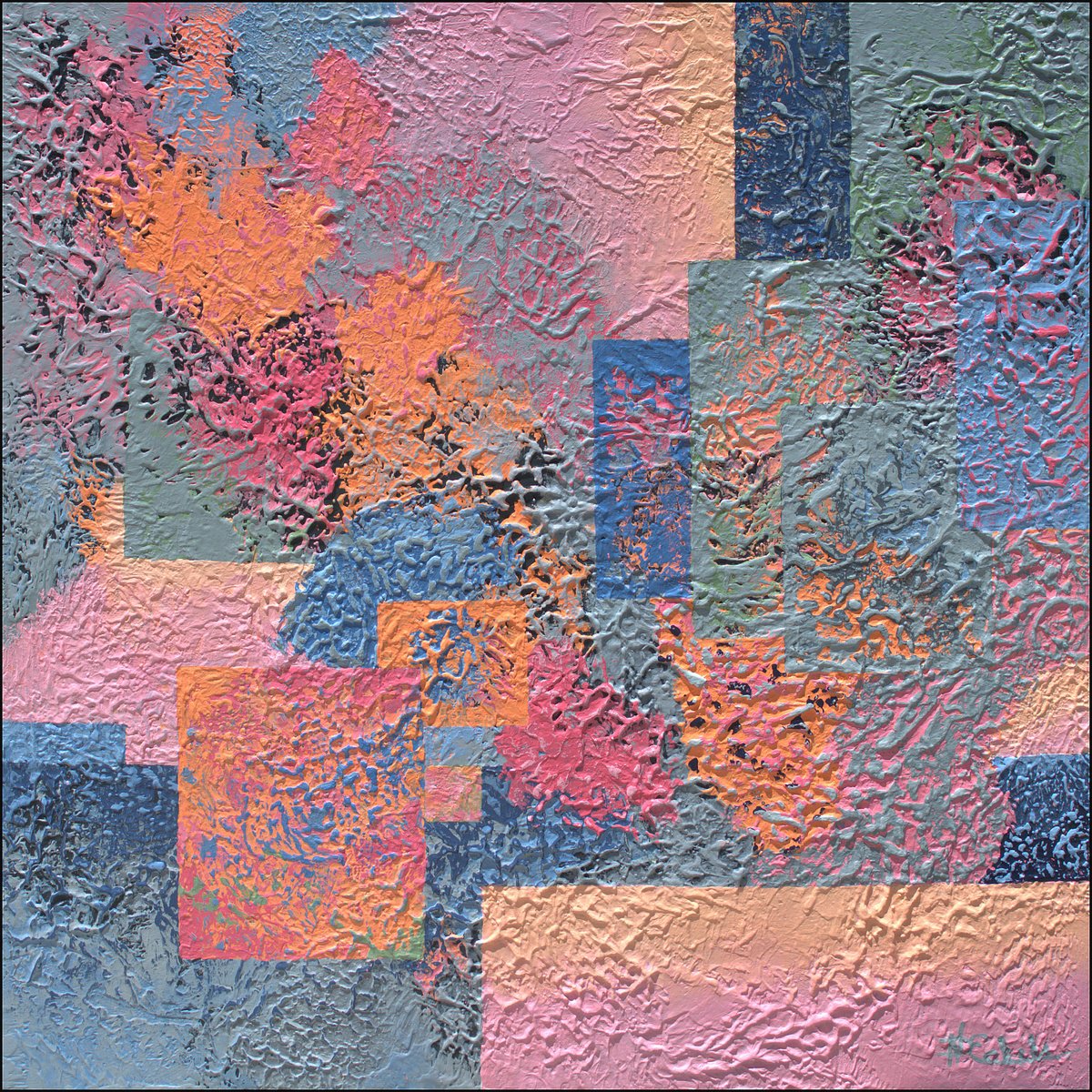 Geometric Abstract Acrylic Painting By Nancy Eckels, 36 X 36", Pastel Potpourri, Original Artwork