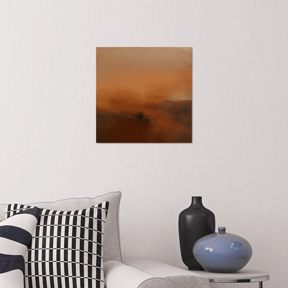 Sun 30x30 cm  - gold particles original oil painting landscape gift modern urban art office art decor home decor gift idea