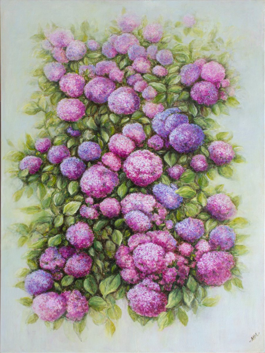 Expressive Botanical Oil Painting By Mila Moroko, 30 X 40", Pink Breath Of Summer, Original Artwork