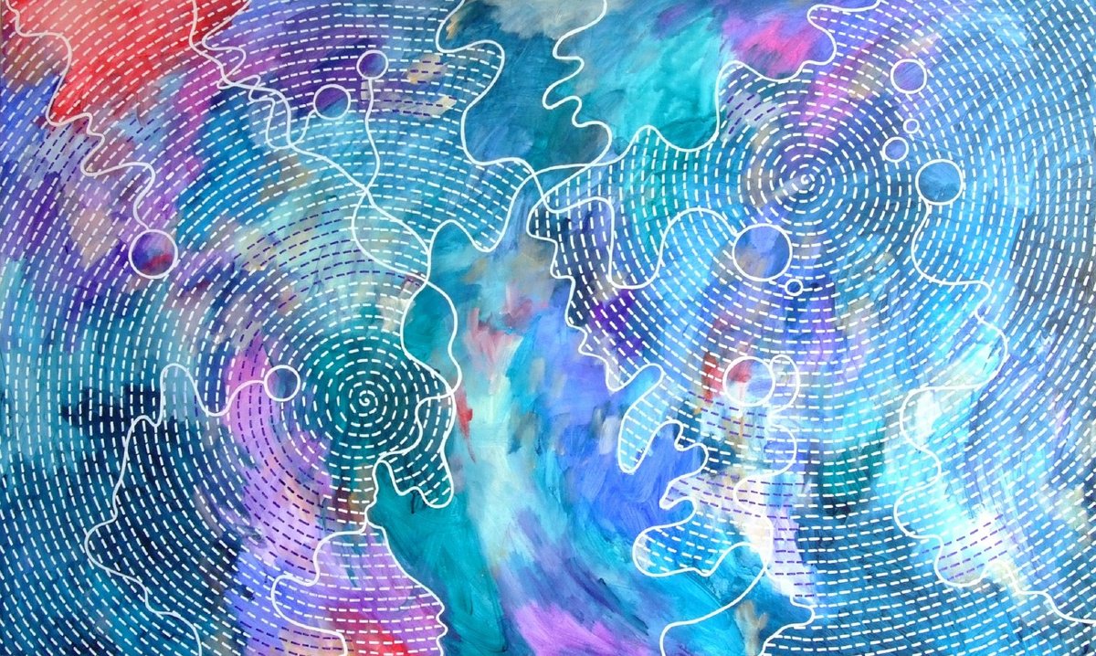 Abstract Acrylic Painting By Marina Krylova, 55 X 35", Art Of Dreaming, Original Artwork