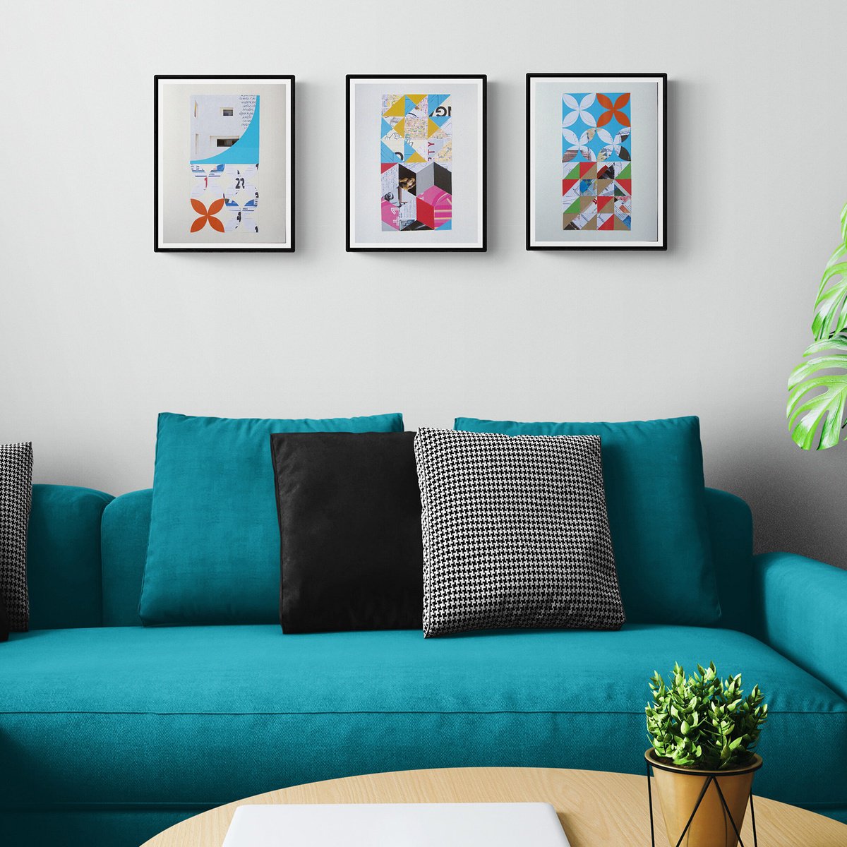 Geometric Still Life Collage By Manel Villalonga, 11 X 14", Geometric 03, Original Artwork