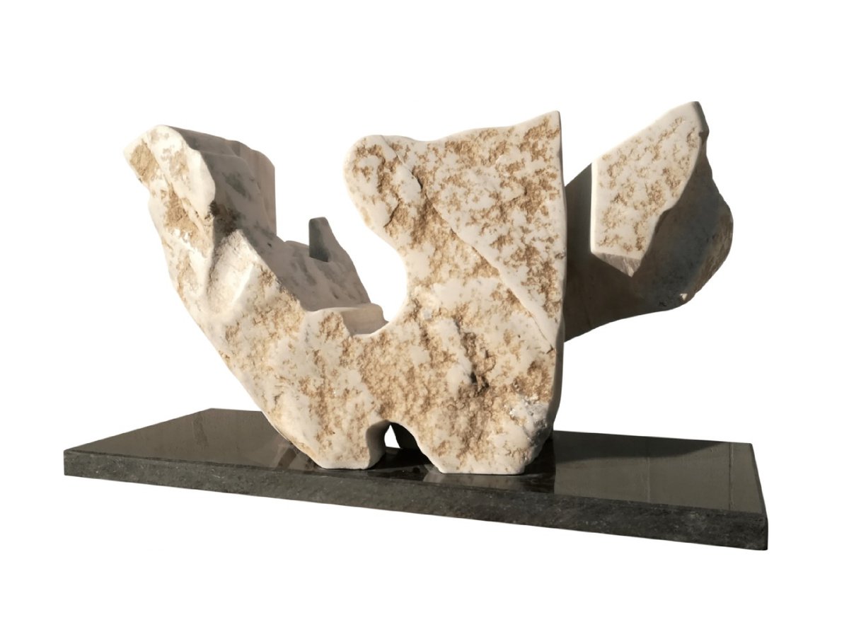 Expressive Landscape Stone Sculpture By Ognyan Chitakov, 18 X 10", "Winter Scenery", Original Artwork