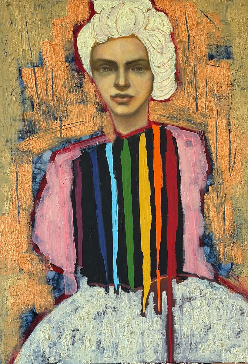 Expressive Portrait Acrylic Painting By Nikola Gulev, 28 X 39", "Venus De Milo", Original Artwork