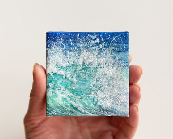 Miniature blue ocean waves