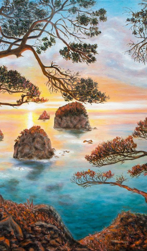 Faraway lands by Vera Melnyk - ( Nature Landscape oil painting, Modern Home Decor, gift) by Vera Melnyk