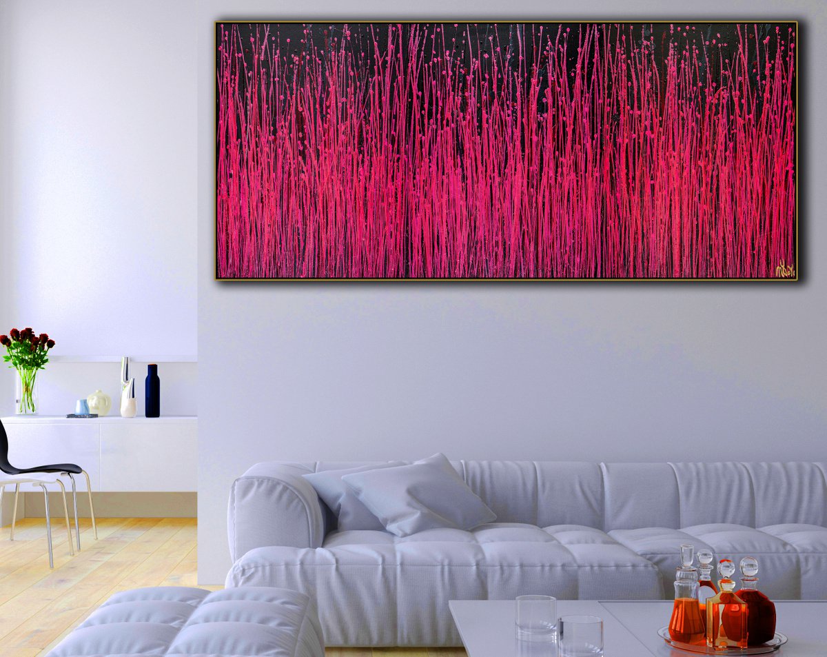 Carmin Spectra ( Florescent Garden) 2 / Triptych! By Nestor Toro, 54 X 24, Artwork For Sale On Artfinder