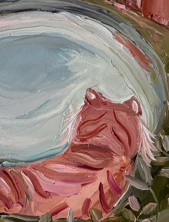 Naïve impasto Tiger jungle river