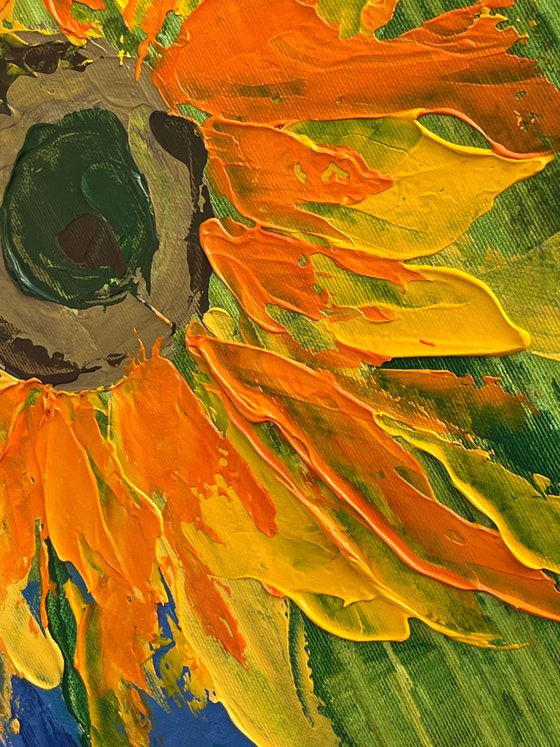 Woman with Sunflowers Painting