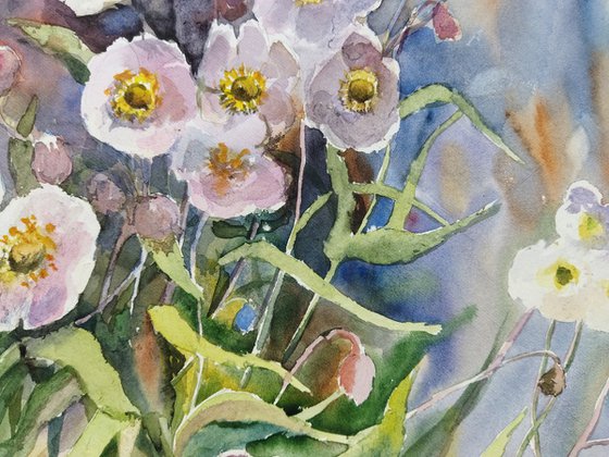 Anemones watercolor painting