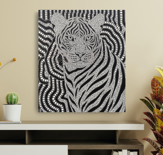 Hypnotic Black and White Tiger