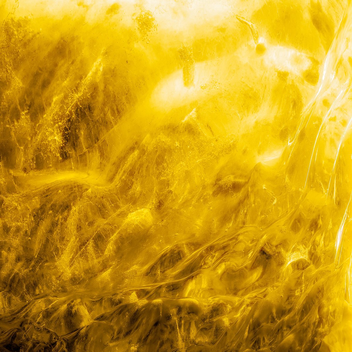 Photorealistic Abstract Photograph By Nick Psomiadis, 35 X 35", Ice Yellow, Original Artwork