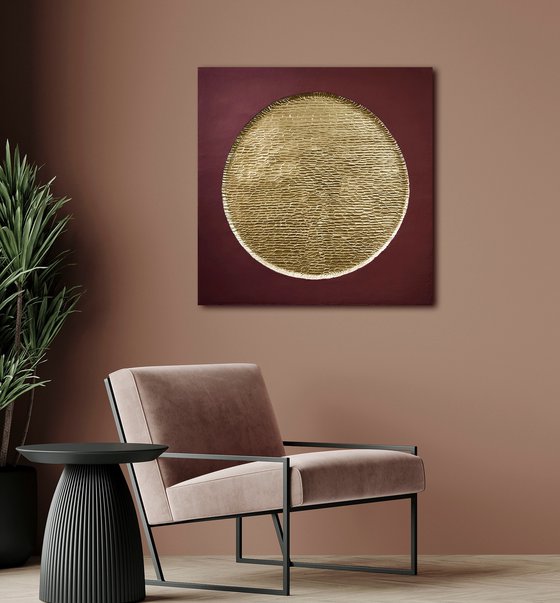 "Golden Burgundy Mars" Gold textured high art
