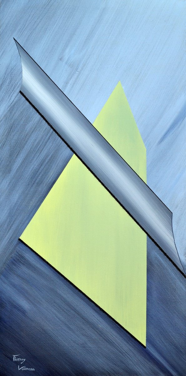 Abstract Acrylic Painting By Thierry Vobmann. Abstract ., 20 X 39", Un i?te i? La Mer, Original Artwork