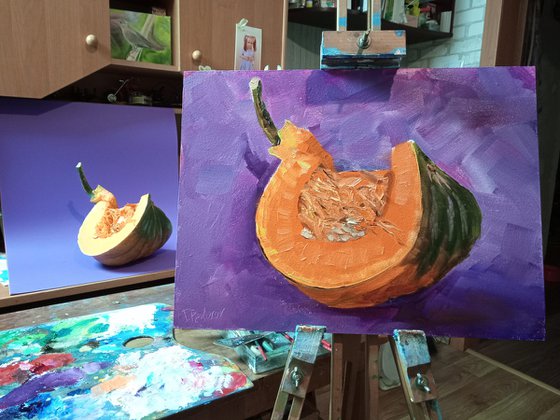 Large piece of pumpkin. still life