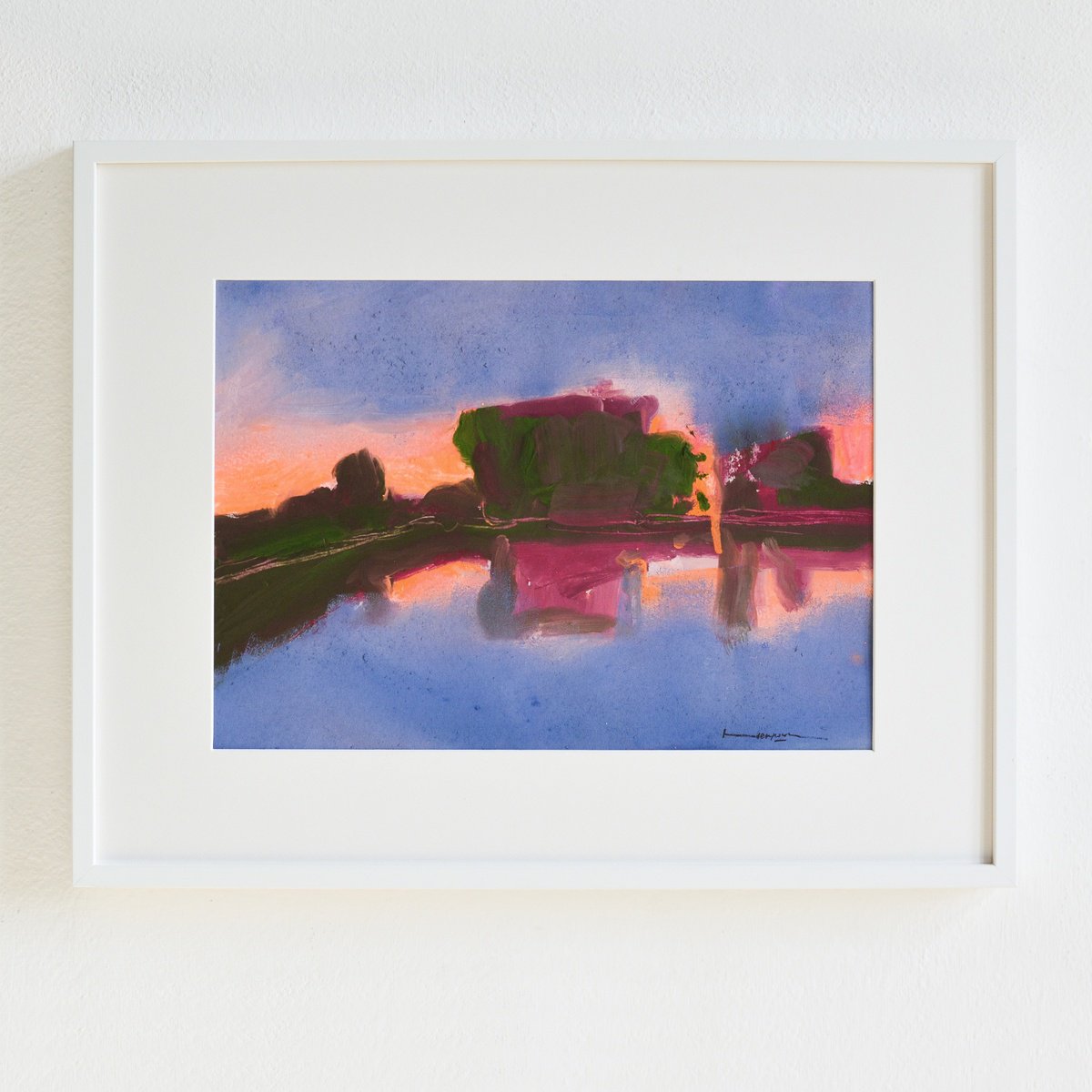 Impressionistic Landscape Painting By Igor Nekraha, 22 X 18, Sunset On The Pond, Original Artwork