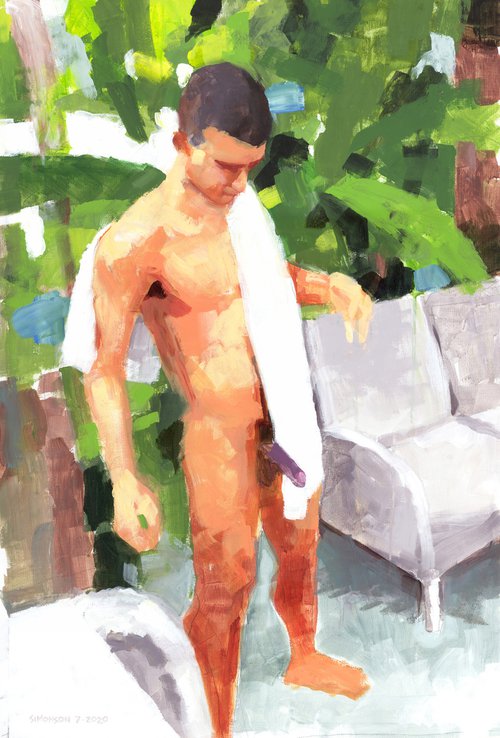 Enrique with a Towel by Douglas Simonson
