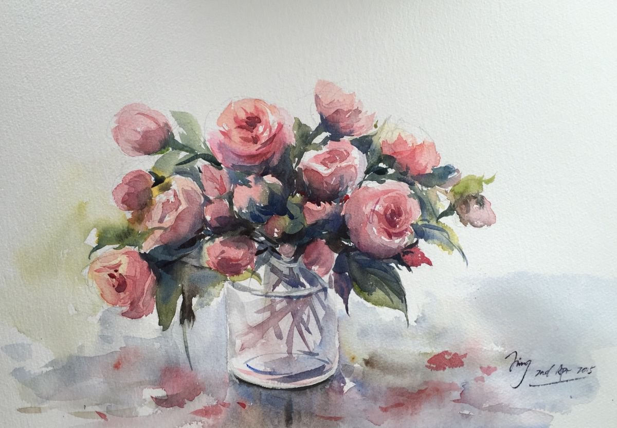 Vase of roses 8 by Jing Chen