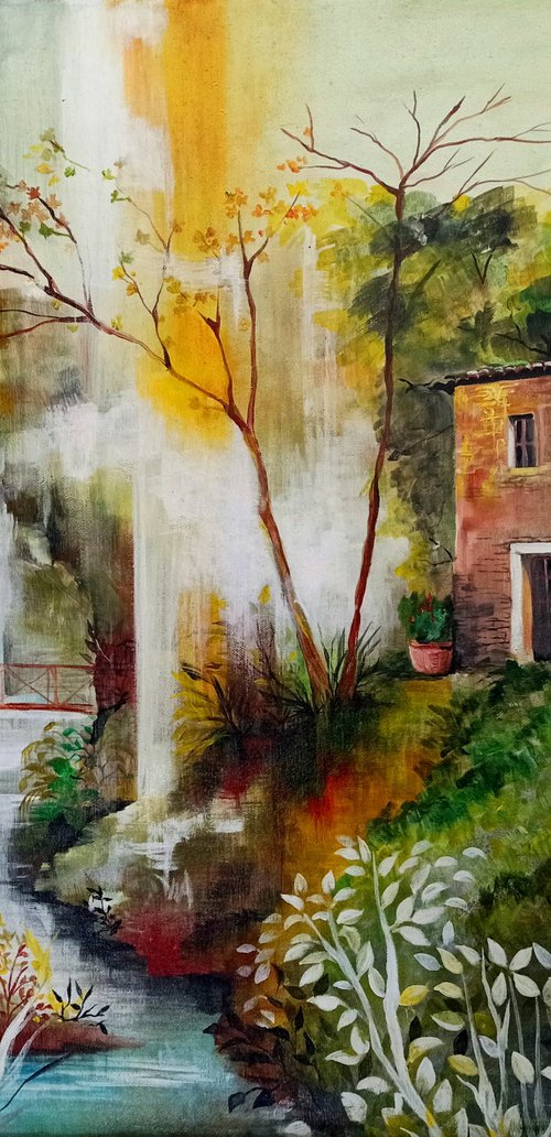 Landscape with waterfall by Anna Rita Angiolelli