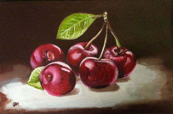 Sweet Cherries .  Framed