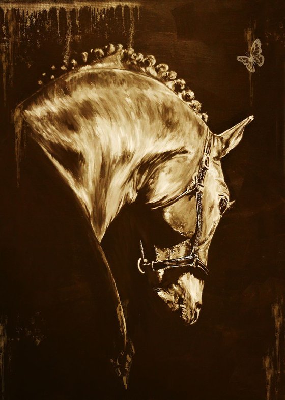 Horse head / Limited Edition Digital Print / Office Home Equine Sepia Modern