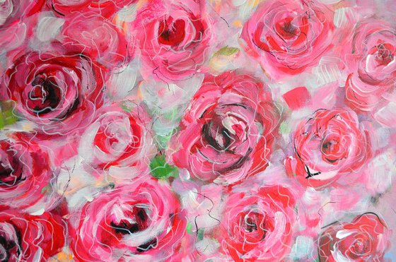 Bouquet of Roses -Large Home Decor Modern abstract flowers