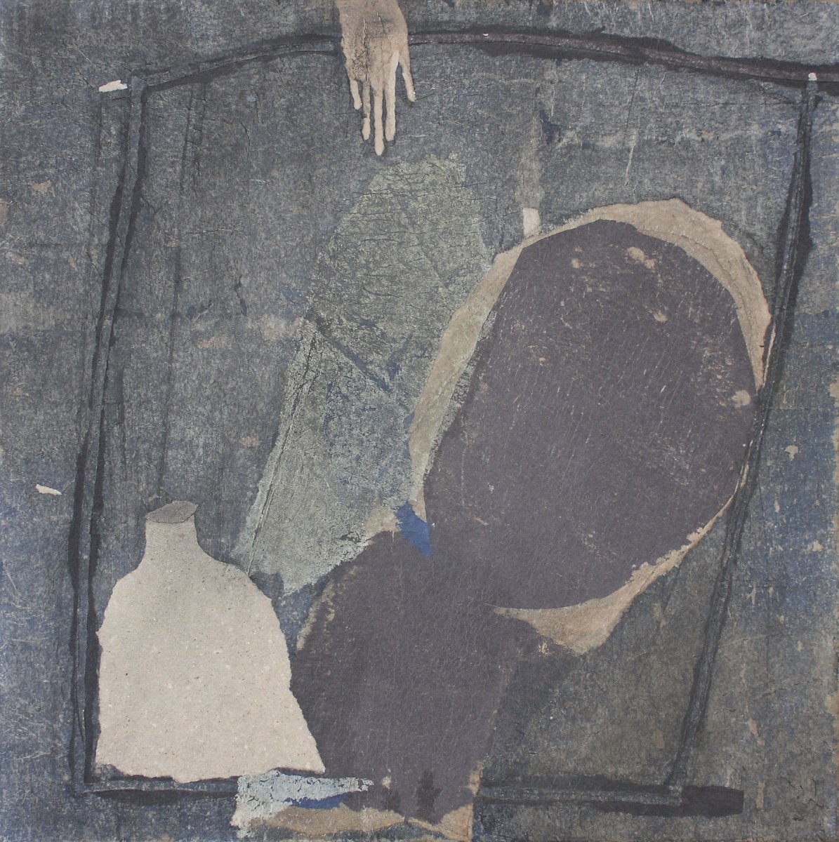 Abstract Collage By Trayana Panayotova, 20 X 20", Locked Space Ii, Original Artwork