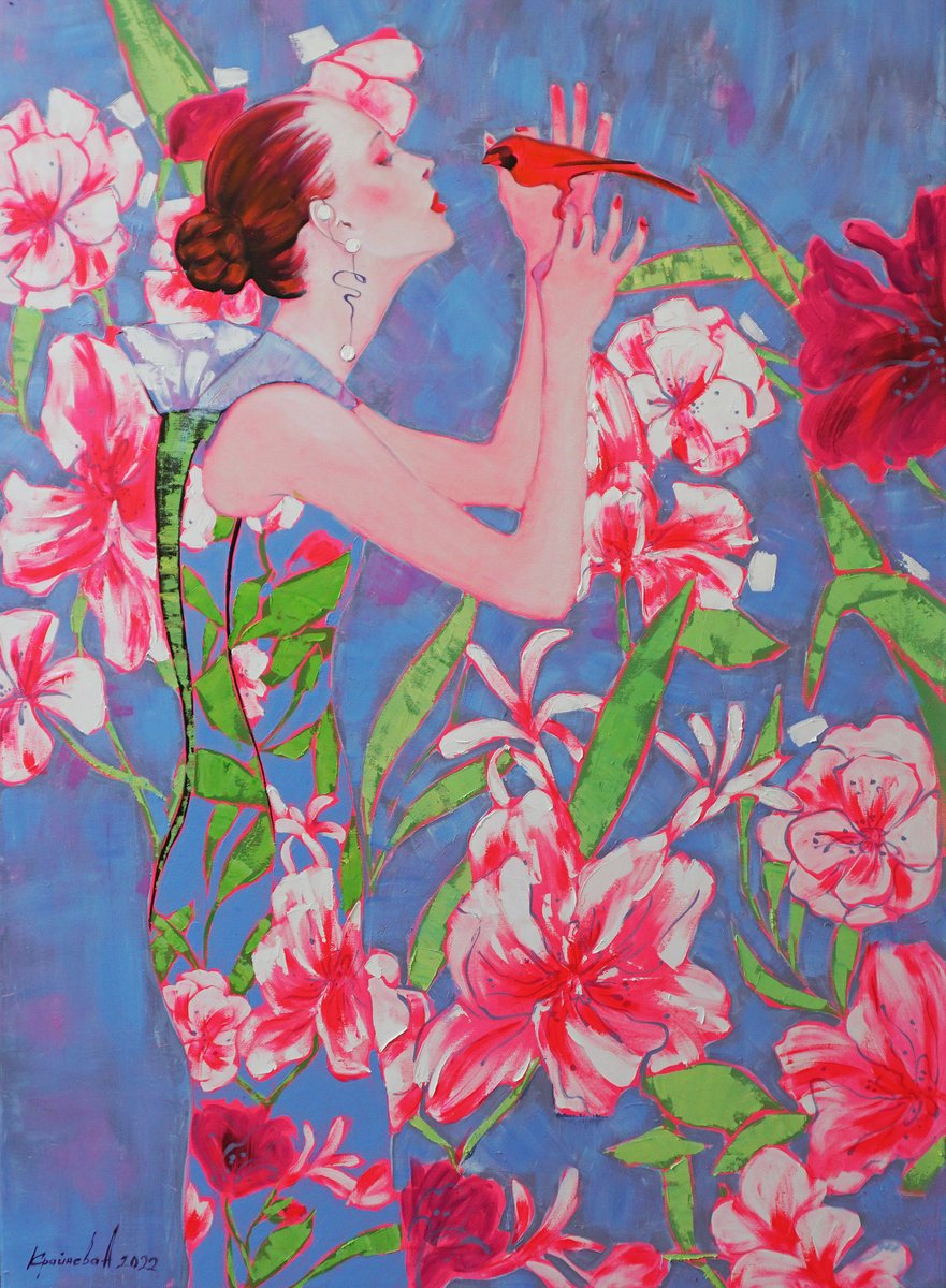 Impressionistic Portrait Oil Painting By Anastasiia Kraineva (Masniuk), 39 X 55, Duet, Original Artwork