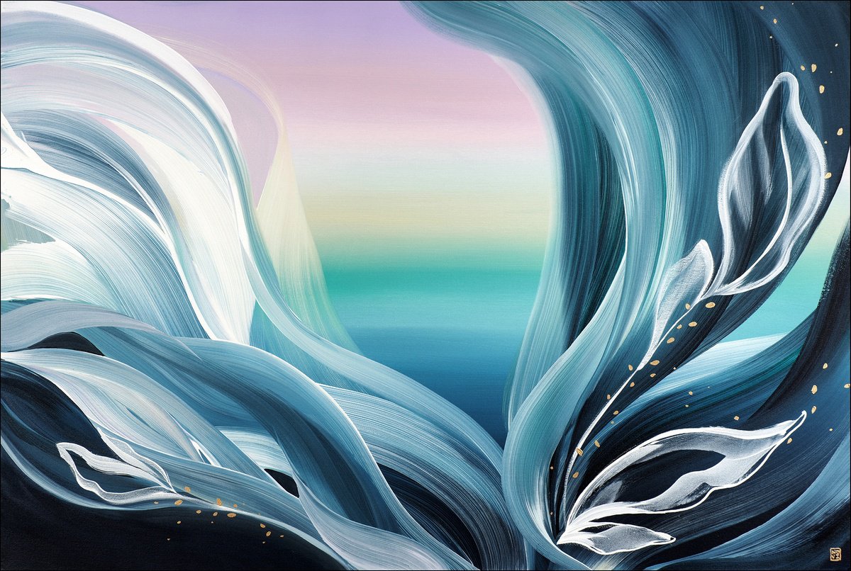 Abstract Acrylic Painting By Novi Lim, 60 X 40", Close To You, Original Artwork