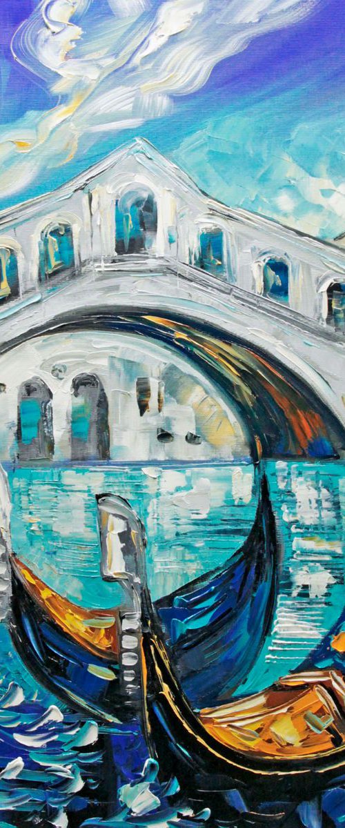 Rialto Oil Venice Landscape Painting by Lana Guise
