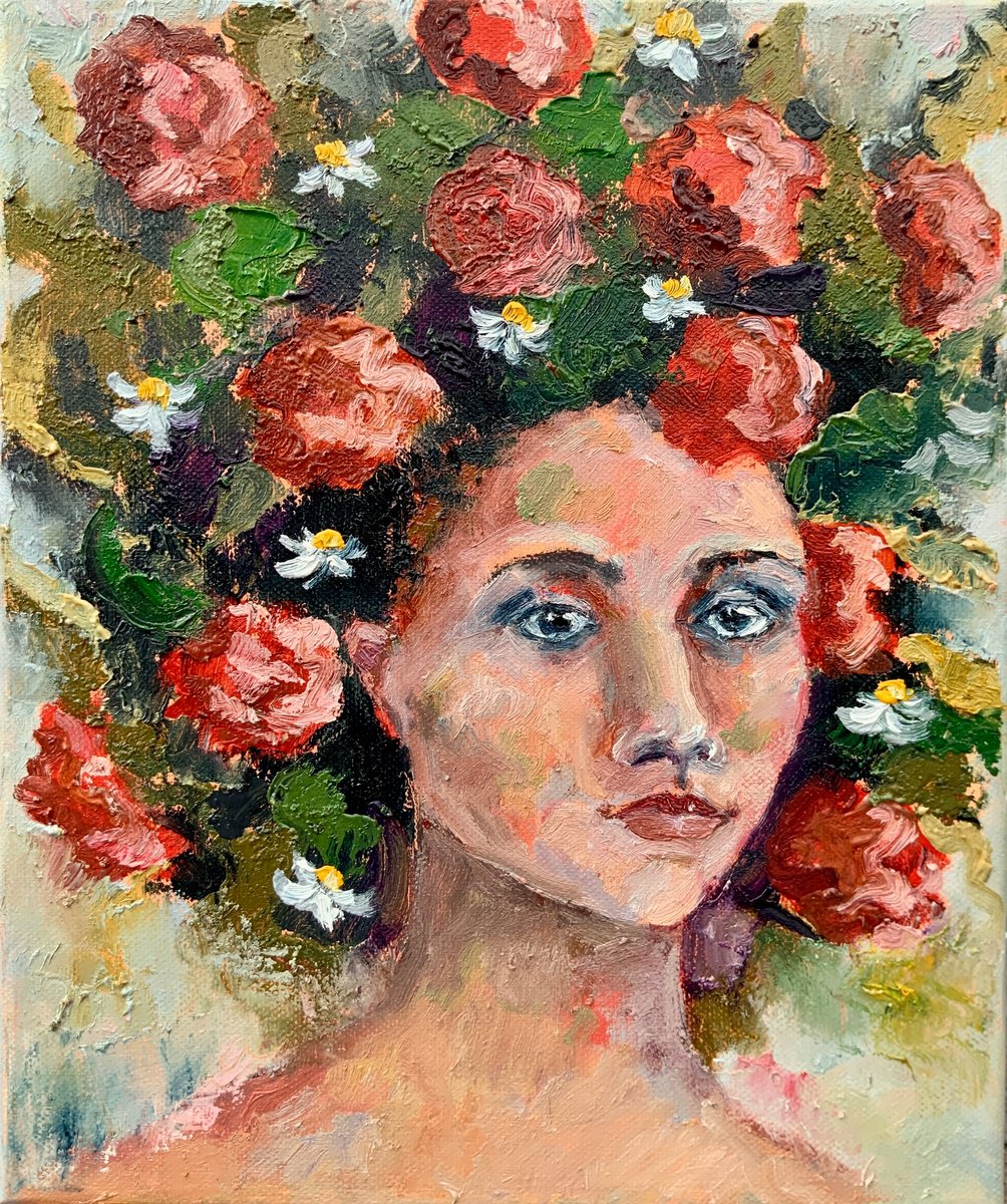 Floral Woman Portrait by Alexandra Jagoda (Ovcharenko)