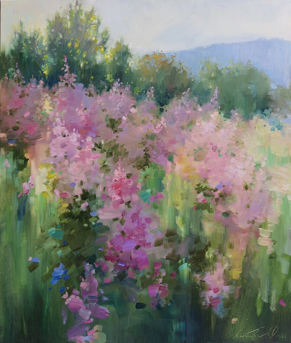 Impressionistic Landscape Oil Painting By Olha Laptieva, 24 X 28", Mountains Decoration, Original Artwork