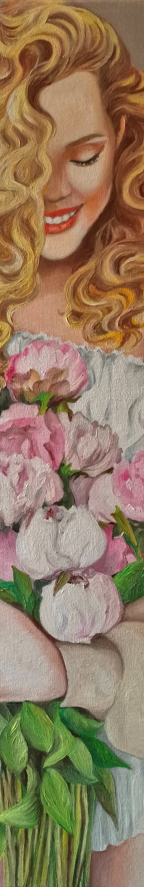 Portrait with peonies by Anna Rita Angiolelli