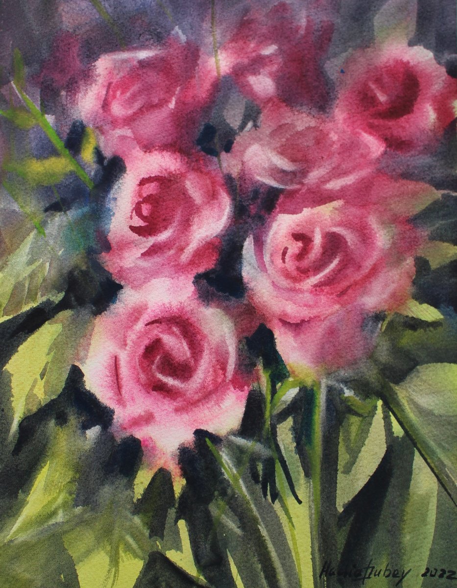 Roses. Original artwork . by Nadiia Dubei