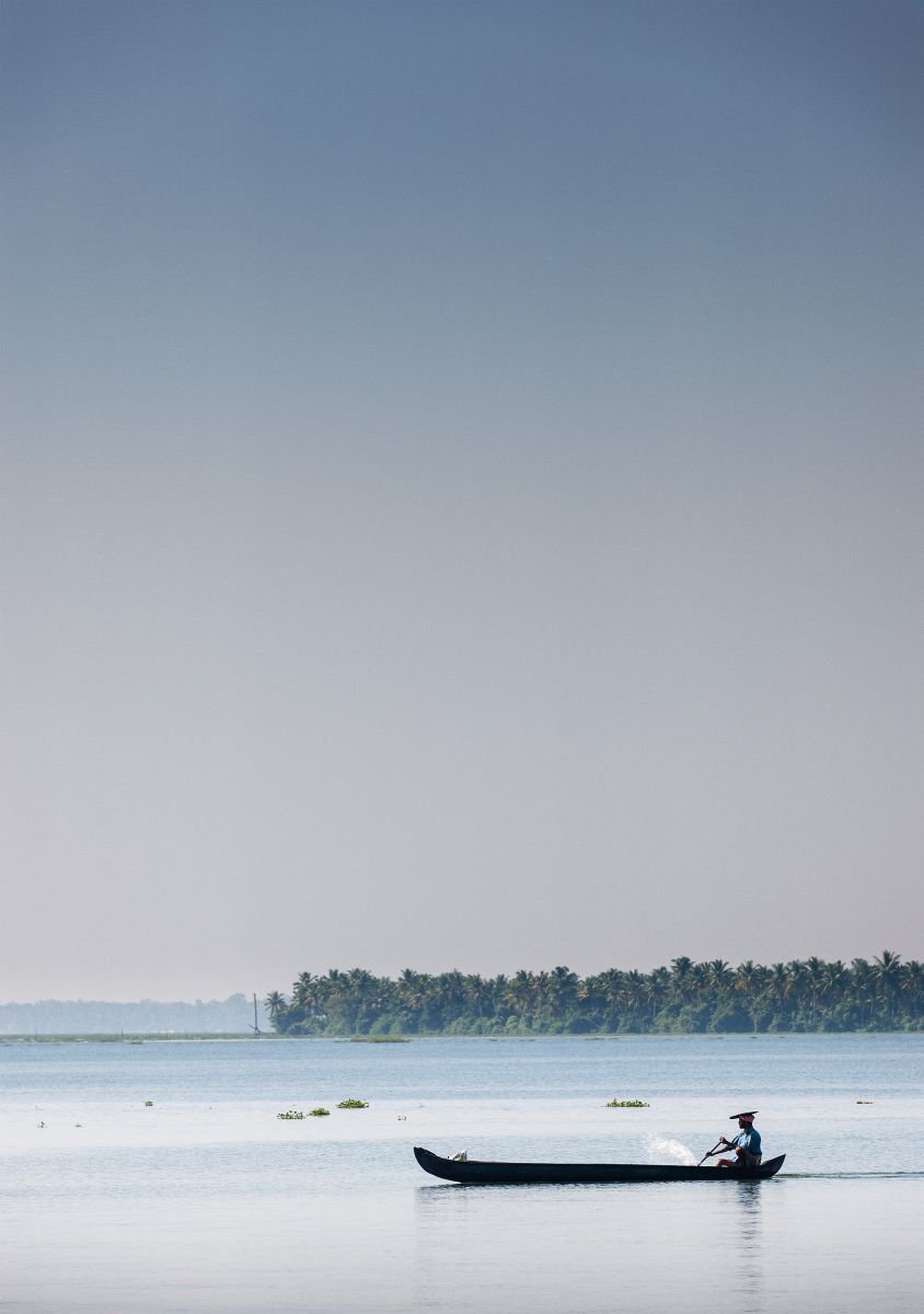 Fisherman, Kerala Backwaters. (84x119cm) by Tom Hanslien