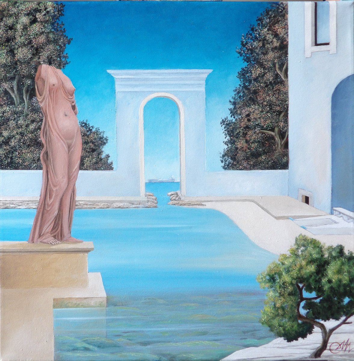 Surrealistic Oil Painting , The Celestial Door By Cecco Mariniello, 20 X 20, Artwork For Sale On Artfinder