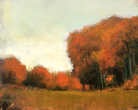 Red Trees fall colors impressionist tonal landscape